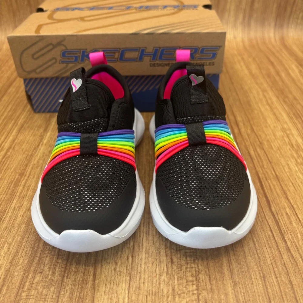 Skechers Skech-Fast Rainbow Fantastic Toddler 7 Black Multi Athletic Shoes NEW